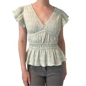 S’edge Blouse Ruffle Pastel Green Dainty Feminine Coquette Spring Size Medium